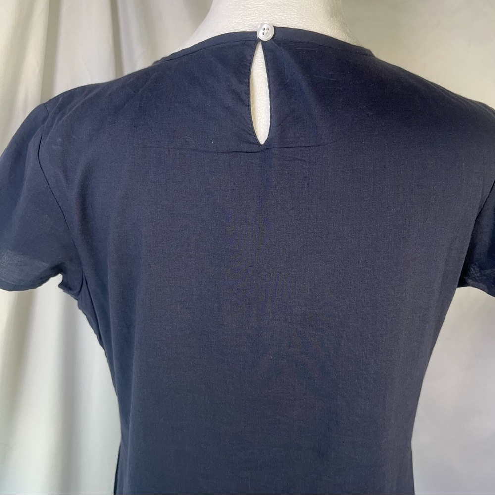 Madison Matthews Scallop Anne Cap Sleeve Maxi Dress Navy Blue Preppy Classic S - Picture 6 of 8